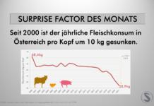 Seit 2000 ist der jährliche Fleischkonsum in Österreich pro Kopf um 10 kg gesunken